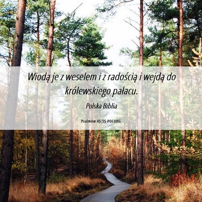 Picture 06 - Psalmów 45:15 POLUBG - Wiodą je z weselem i z radością i wejdą do - Bible Verse Picture