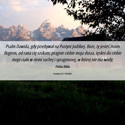 Picture 06 - Psalmów 63:1 POLUBG - Psalm Dawida, gdy przebywał na Pustyni Judzkiej. - Bible Verse Picture
