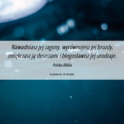 Picture 06 - Psalmów 65:10 POLUBG - Nawadniasz jej zagony, wyrównujesz jej bruzdy, - Bible Verse Picture