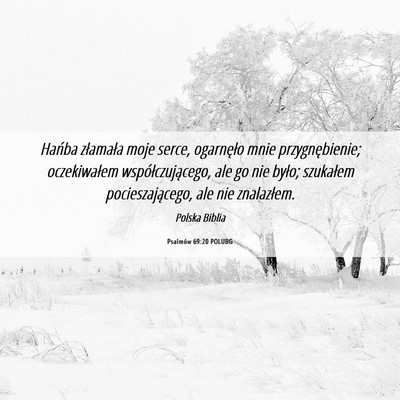 Picture 06 - Psalmów 69:20 POLUBG - Hańba złamała moje serce, ogarnęło mnie - Bible Verse Picture