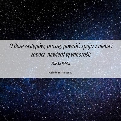 Picture 06 - Psalmów 80:14 POLUBG - O Boże zastępów, proszę, powróć, spójrz z - Bible Verse Picture