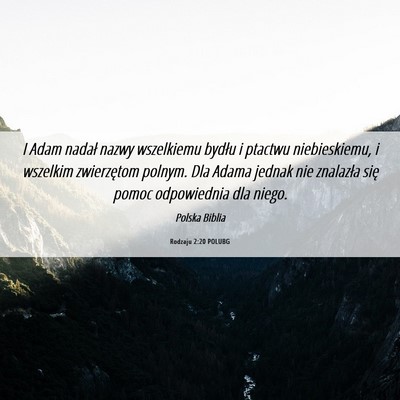 Picture 06 - Rodzaju 2:20 POLUBG - I Adam nadał nazwy wszelkiemu bydłu i ptactwu - Bible Verse Picture