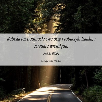 Picture 06 - Rodzaju 24:64 POLUBG - Rebeka też podniosła swe oczy i zobaczyła - Bible Verse Picture