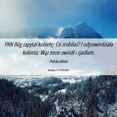 Picture 06 - Rodzaju 3:13 POLUBG - PAN Bóg zapytał kobietę: Co zrobiłaś? I - Bible Verse Picture