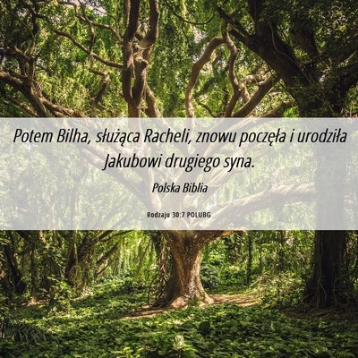 Picture 06 - Rodzaju 30:7 POLUBG - Potem Bilha, służąca Racheli, znowu poczęła - Bible Verse Picture