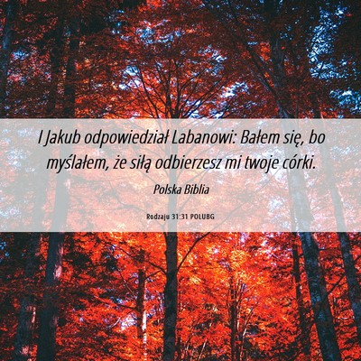 Picture 06 - Rodzaju 31:31 POLUBG - I Jakub odpowiedział Labanowi: Bałem się, bo - Bible Verse Picture