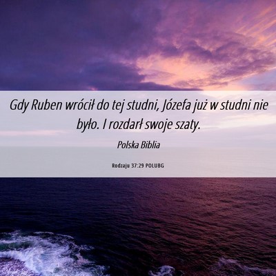 Picture 06 - Rodzaju 37:29 POLUBG - Gdy Ruben wrócił do tej studni, Józefa już w - Bible Verse Picture