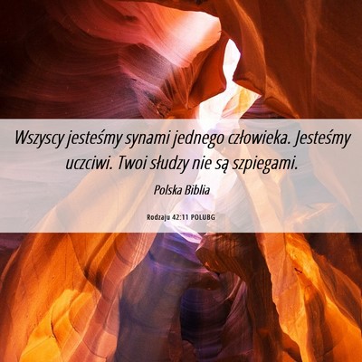 Picture 06 - Rodzaju 42:11 POLUBG - Wszyscy jesteśmy synami jednego człowieka. - Bible Verse Picture