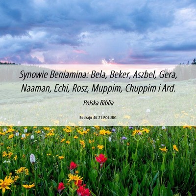 Picture 06 - Rodzaju 46:21 POLUBG - Synowie Beniamina: Bela, Beker, Aszbel, Gera, - Bible Verse Picture