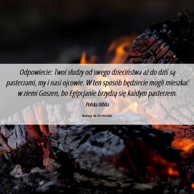 Picture 06 - Rodzaju 46:34 POLUBG - Odpowiecie: Twoi słudzy od swego dzieciństwa - Bible Verse Picture