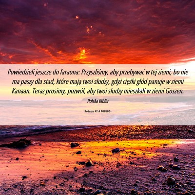 Picture 06 - Rodzaju 47:4 POLUBG - Powiedzieli jeszcze do faraona: Przyszliśmy, aby - Bible Verse Picture