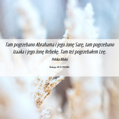 Picture 06 - Rodzaju 49:31 POLUBG - Tam pogrzebano Abrahama i jego żonę Sarę, tam - Bible Verse Picture