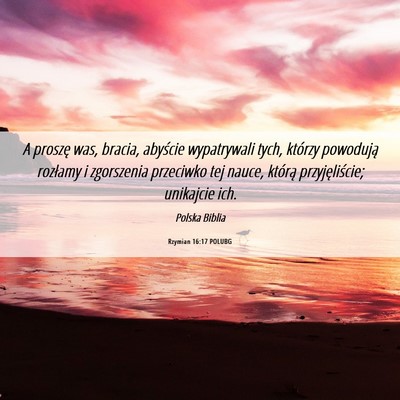 Picture 06 - Rzymian 16:17 POLUBG - A proszę was, bracia, abyście wypatrywali tych, - Bible Verse Picture