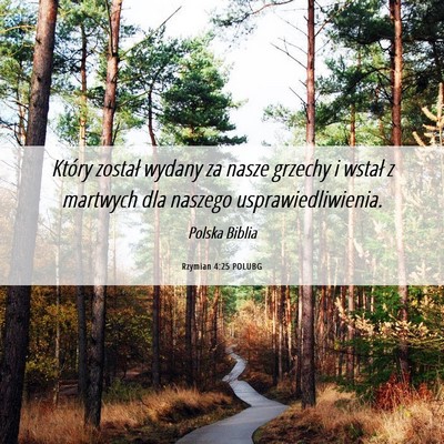 Picture 06 - Rzymian 4:25 POLUBG - Który został wydany za nasze grzechy i wstał z - Bible Verse Picture