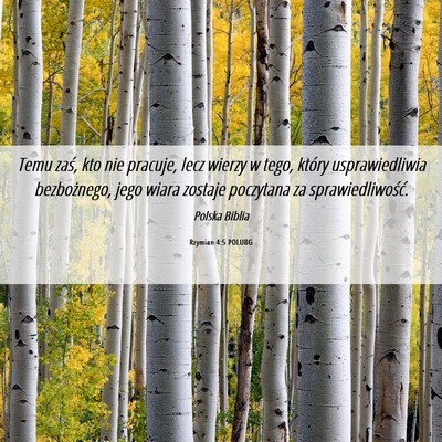 Picture 06 - Rzymian 4:5 POLUBG - Temu zaś, kto nie pracuje, lecz wierzy w tego, - Bible Verse Picture