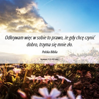 Picture 06 - Rzymian 7:21 POLUBG - Odkrywam więc w sobie to prawo, że gdy chcę - Bible Verse Picture