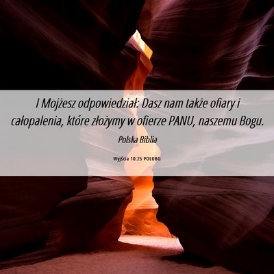 Picture 06 - Wyjścia 10:25 POLUBG - I Mojżesz odpowiedział: Dasz nam także ofiary - Bible Verse Picture