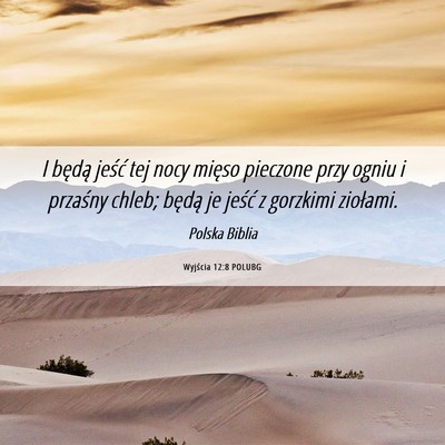 Picture 06 - Wyjścia 12:8 POLUBG - I będą jeść tej nocy mięso pieczone przy - Bible Verse Picture