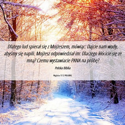 Picture 06 - Wyjścia 17:2 POLUBG - Dlatego lud spierał się z Mojżeszem, mówiąc: - Bible Verse Picture