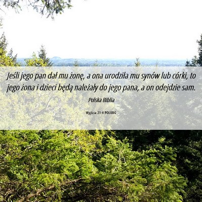 Picture 06 - Wyjścia 21:4 POLUBG - Jeśli jego pan dał mu żonę, a ona urodziła - Bible Verse Picture