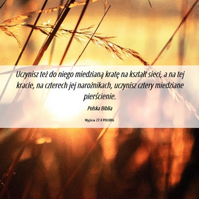 Picture 06 - Wyjścia 27:4 POLUBG - Uczynisz też do niego miedzianą kratę na - Bible Verse Picture