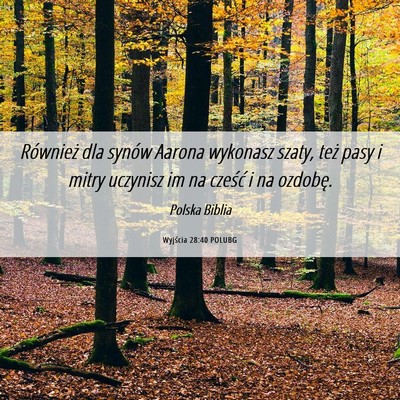 Picture 06 - Wyjścia 28:40 POLUBG - Również dla synów Aarona wykonasz szaty, też - Bible Verse Picture