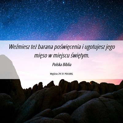 Picture 06 - Wyjścia 29:31 POLUBG - Weźmiesz też barana poświęcenia i ugotujesz - Bible Verse Picture