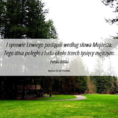 Picture 06 - Wyjścia 32:28 POLUBG - I synowie Lewiego postąpili według słowa - Bible Verse Picture