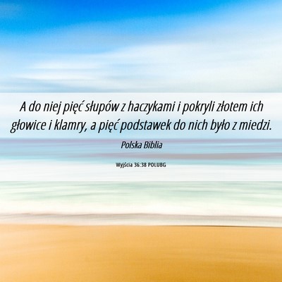 Picture 06 - Wyjścia 36:38 POLUBG - A do niej pięć słupów z haczykami i pokryli - Bible Verse Picture