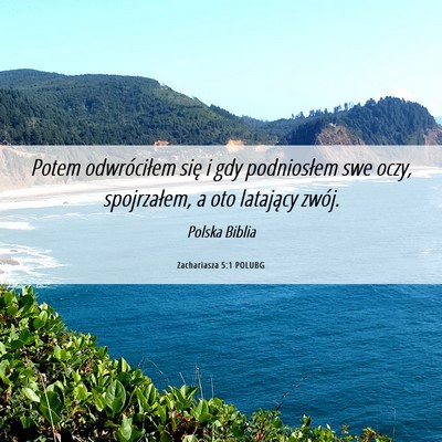 Picture 06 - Zachariasza 5:1 POLUBG - Potem odwróciłem się i gdy podniosłem swe - Bible Verse Picture
