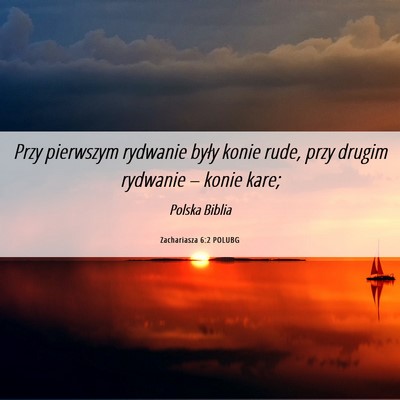 Picture 06 - Zachariasza 6:2 POLUBG - Przy pierwszym rydwanie były konie rude, przy - Bible Verse Picture