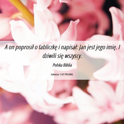 Picture 06 - Łukasza 1:63 POLUBG - A on poprosił o tabliczkę i napisał: Jan jest - Bible Verse Picture