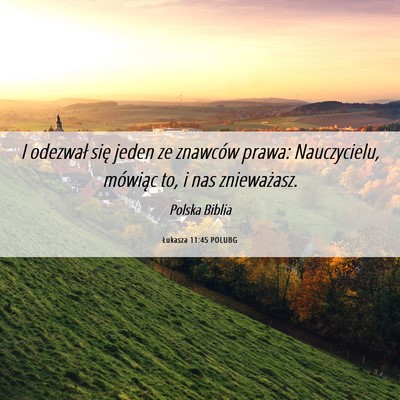 Picture 06 - Łukasza 11:45 POLUBG - I odezwał się jeden ze znawców prawa: - Bible Verse Picture