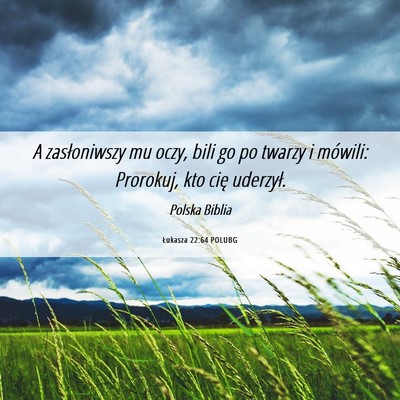 Picture 06 - Łukasza 22:64 POLUBG - A zasłoniwszy mu oczy, bili go po twarzy i - Bible Verse Picture