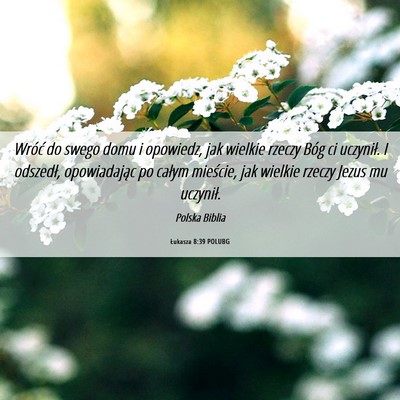Picture 06 - Łukasza 8:39 POLUBG - Wróć do swego domu i opowiedz, jak wielkie - Bible Verse Picture