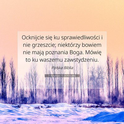Picture 07 - 1 Koryntian 15:34 POLUBG - Ocknijcie się ku sprawiedliwości i nie - Bible Verse Picture
