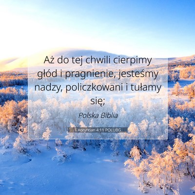 Picture 07 - 1 Koryntian 4:11 POLUBG - Aż do tej chwili cierpimy głód i pragnienie, - Bible Verse Picture