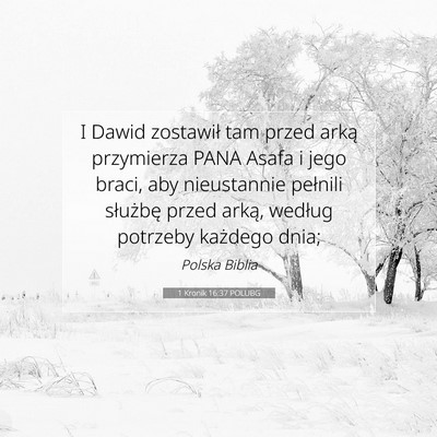 Picture 07 - 1 Kronik 16:37 POLUBG - I Dawid zostawił tam przed arką przymierza PANA - Bible Verse Picture