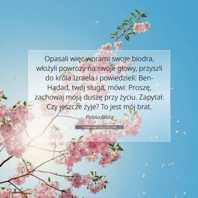 Picture 07 - 1 Królewska 20:32 POLUBG - Opasali więc worami swoje biodra, włożyli - Bible Verse Picture