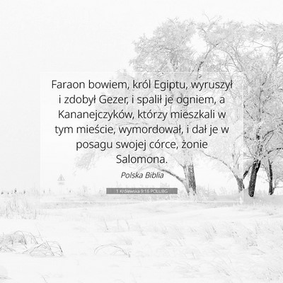 Picture 07 - 1 Królewska 9:16 POLUBG - Faraon bowiem, król Egiptu, wyruszył i zdobył - Bible Verse Picture