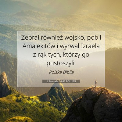 Picture 07 - 1 Samuela 14:48 POLUBG - Zebrał również wojsko, pobił Amalekitów i - Bible Verse Picture