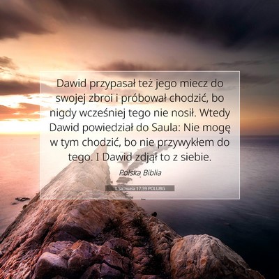 Picture 07 - 1 Samuela 17:39 POLUBG - Dawid przypasał też jego miecz do swojej zbroi - Bible Verse Picture