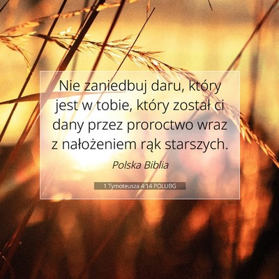 Picture 07 - 1 Tymoteusza 4:14 POLUBG - Nie zaniedbuj daru, który jest w tobie, który - Bible Verse Picture