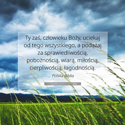 Picture 07 - 1 Tymoteusza 6:11 POLUBG - Ty zaś, człowieku Boży, uciekaj od tego - Bible Verse Picture