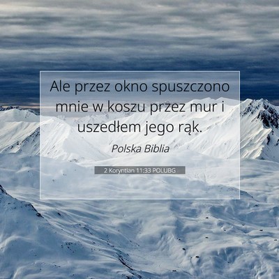 Picture 07 - 2 Koryntian 11:33 POLUBG - Ale przez okno spuszczono mnie w koszu przez mur - Bible Verse Picture