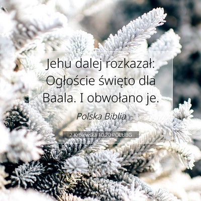Picture 07 - 2 Królewska 10:20 POLUBG - Jehu dalej rozkazał: Ogłoście święto dla - Bible Verse Picture
