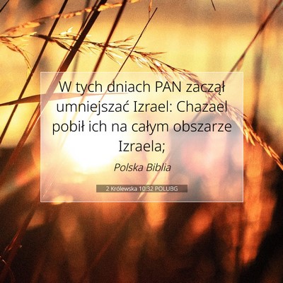 Picture 07 - 2 Królewska 10:32 POLUBG - W tych dniach PAN zaczął umniejszać Izrael: - Bible Verse Picture