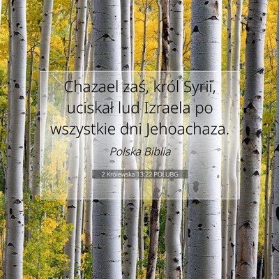 Picture 07 - 2 Królewska 13:22 POLUBG - Chazael zaś, król Syrii, uciskał lud Izraela - Bible Verse Picture