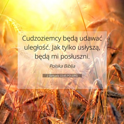 Picture 07 - 2 Samuela 22:45 POLUBG - Cudzoziemcy będą udawać uległość. Jak tylko - Bible Verse Picture