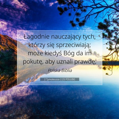 Picture 07 - 2 Tymoteusza 2:25 POLUBG - Łagodnie nauczający tych, którzy się - Bible Verse Picture